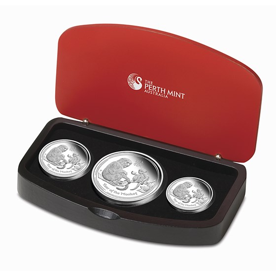 2016 Australia 3-Coin Silver Lunar Monkey Proof Set 2016 Australia 3-Coin Silver Lunar Monkey Proof Set